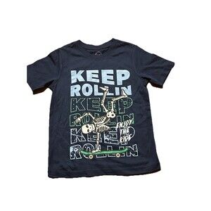 NWOT Wonder Nation Boys XS 4/5 T-Shirt Keep Rollin Skeleton Skateboarding Tee